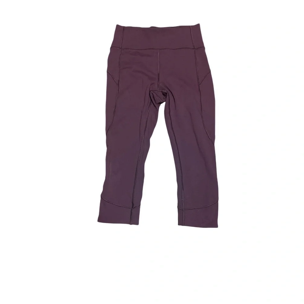 Lululemon Burgundy Crop Leggings Size 6 Pockets High Rise Athletic Yoga